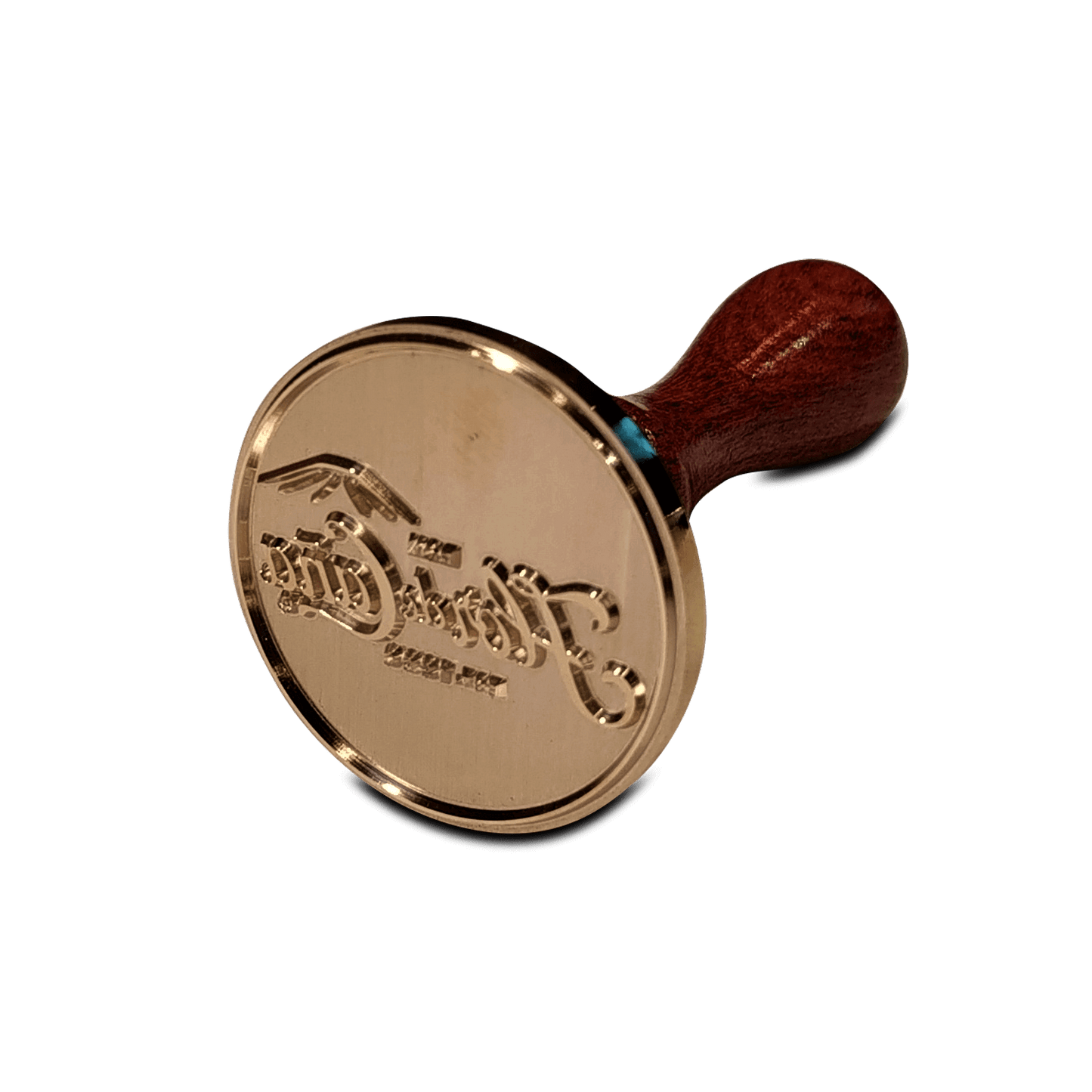 Elegante sello para hielos Flor de Caña, ideal para coctelería fina y mixología, con mango de madera.