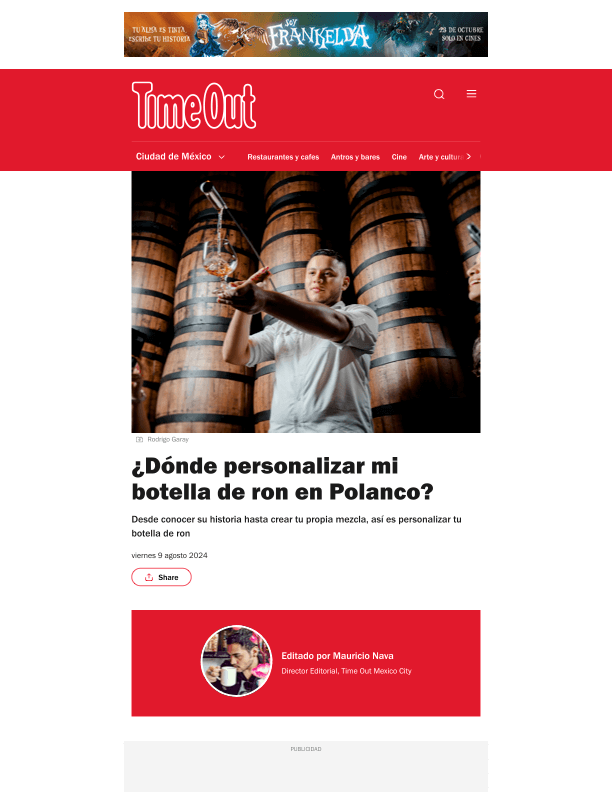 TIME OUT | ¿Dónde personalizar mi botella de ron en Polanco?