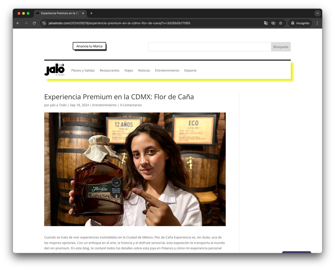 Experiencia Premium en la CDMX: Flor de Caña por Jalo a Todo | Sep 18, 2024