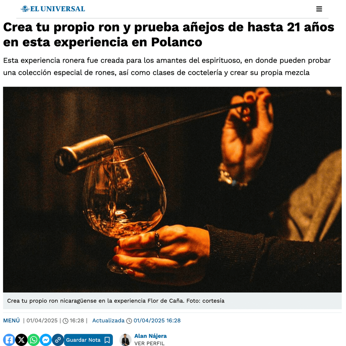 EL UNIVERSAL | Crea tu propio ron y prueba añejos de hasta 21 años en esta experiencia en Polanco