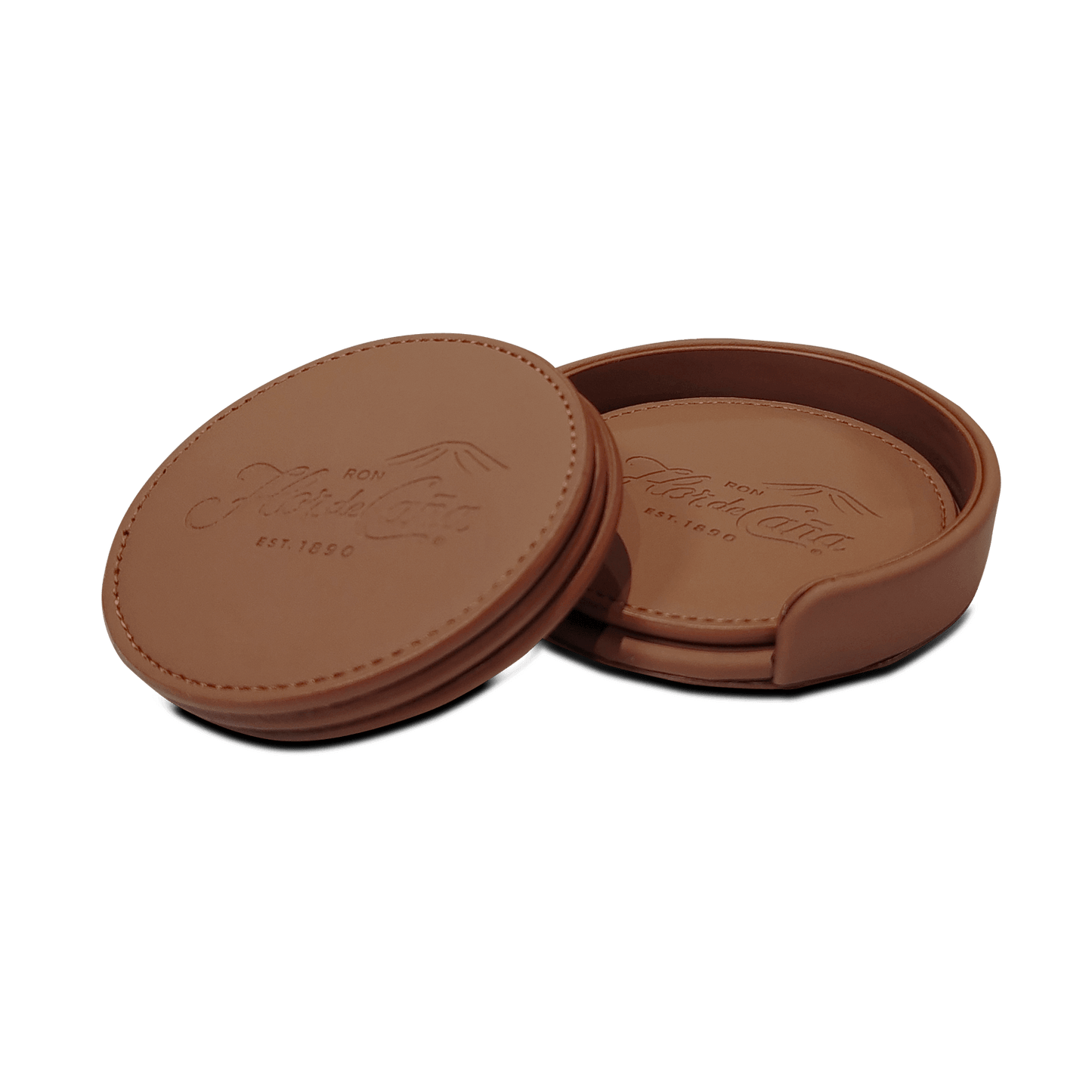 posavasos cuero redodndo café