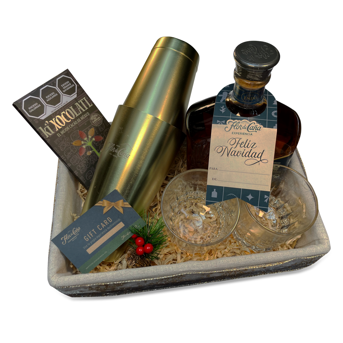 CANASTA NAVIDEÑA FLOR DE CAÑA COCTELES