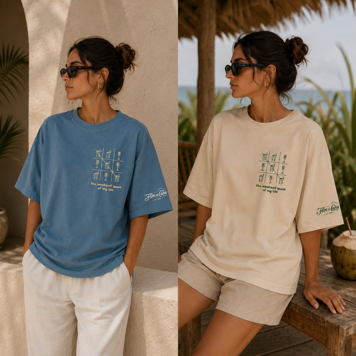 FLOR DE CAÑA TIC TAC TOE PLAYERA OVERSIZE MUJER